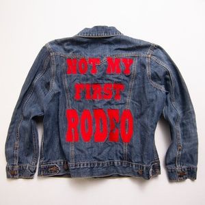 Lucky Brand Denim Jacket Tomboy Trucker Cowgirls Dream Womens XL Embroidered